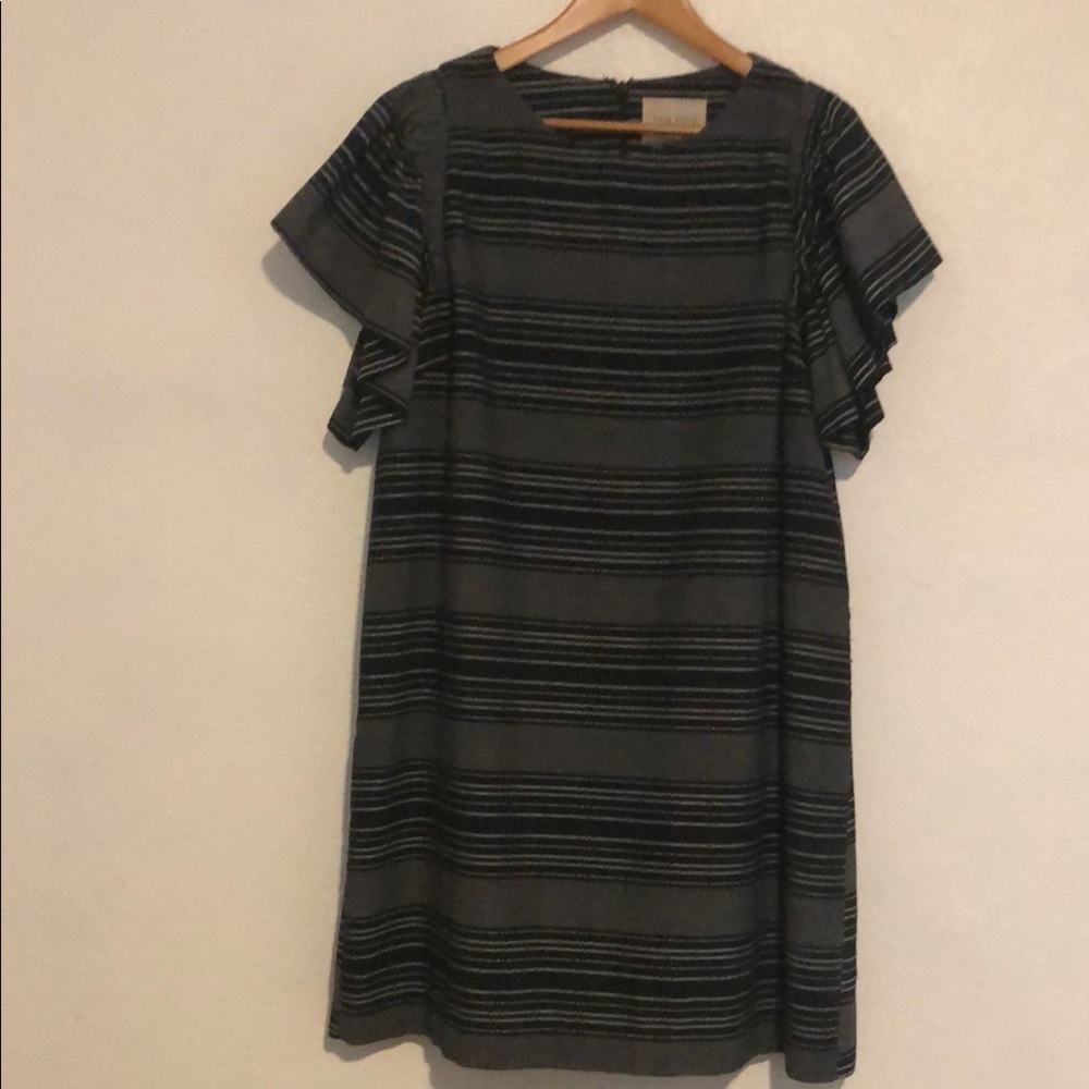 Black Mini Sheath Dress with Flutter Sleeves
